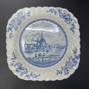 VTG Johnson Bros Tulip Time Square Salad Plate Blue White Dutch Windmill 7 in